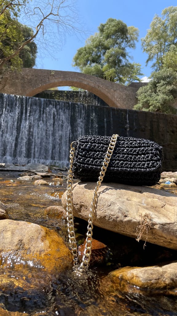 Odile 02LTH-CB2001 2 Odile Leather look crochet bag black